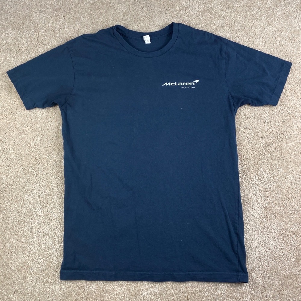 McLaren Houston SVTDF 2024 Senna GTR Graphic T-Shirt Mens Large Navy Blue Cotton